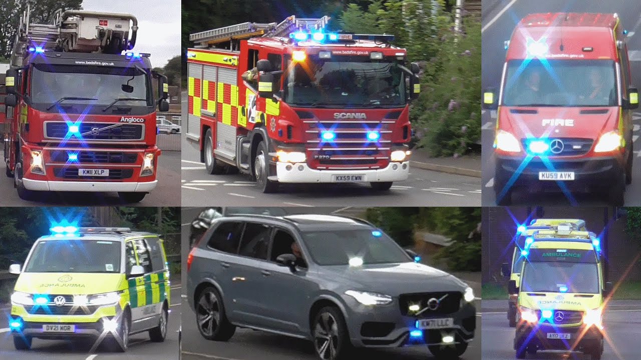 Luton Fire Engines, Aerial Platform and Drone respond to High Rise Flat Fire!