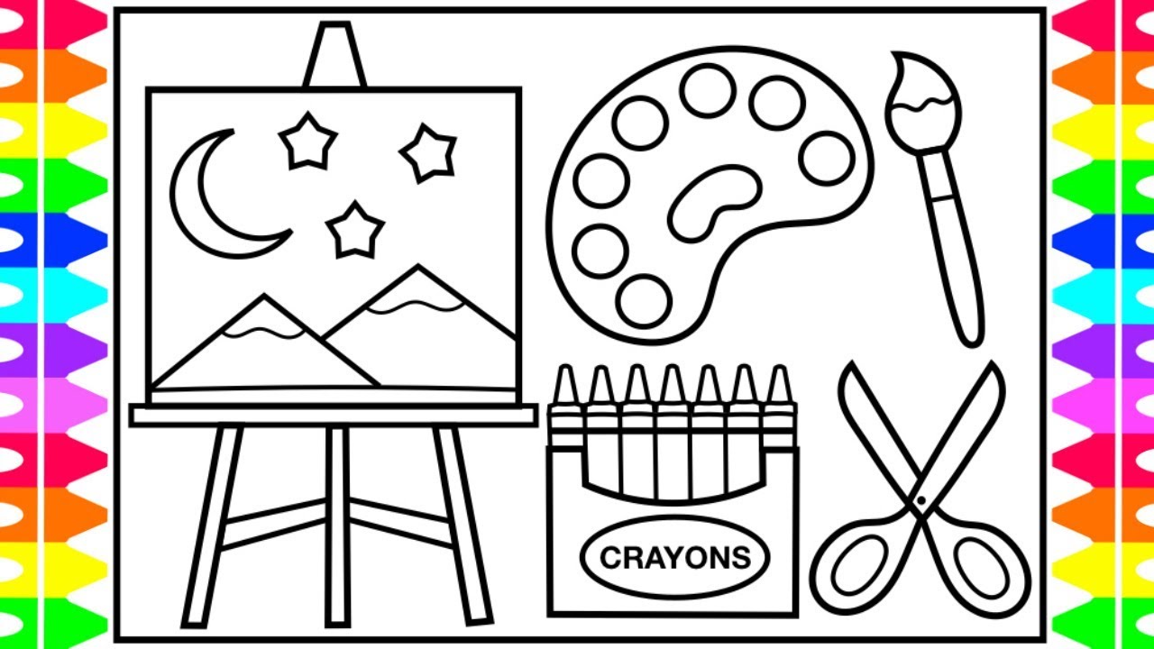 How to Draw Colorful Art Supplies for Kids 🌈💚💖💙💜 Colorful Art Supplies Drawing and Coloring
