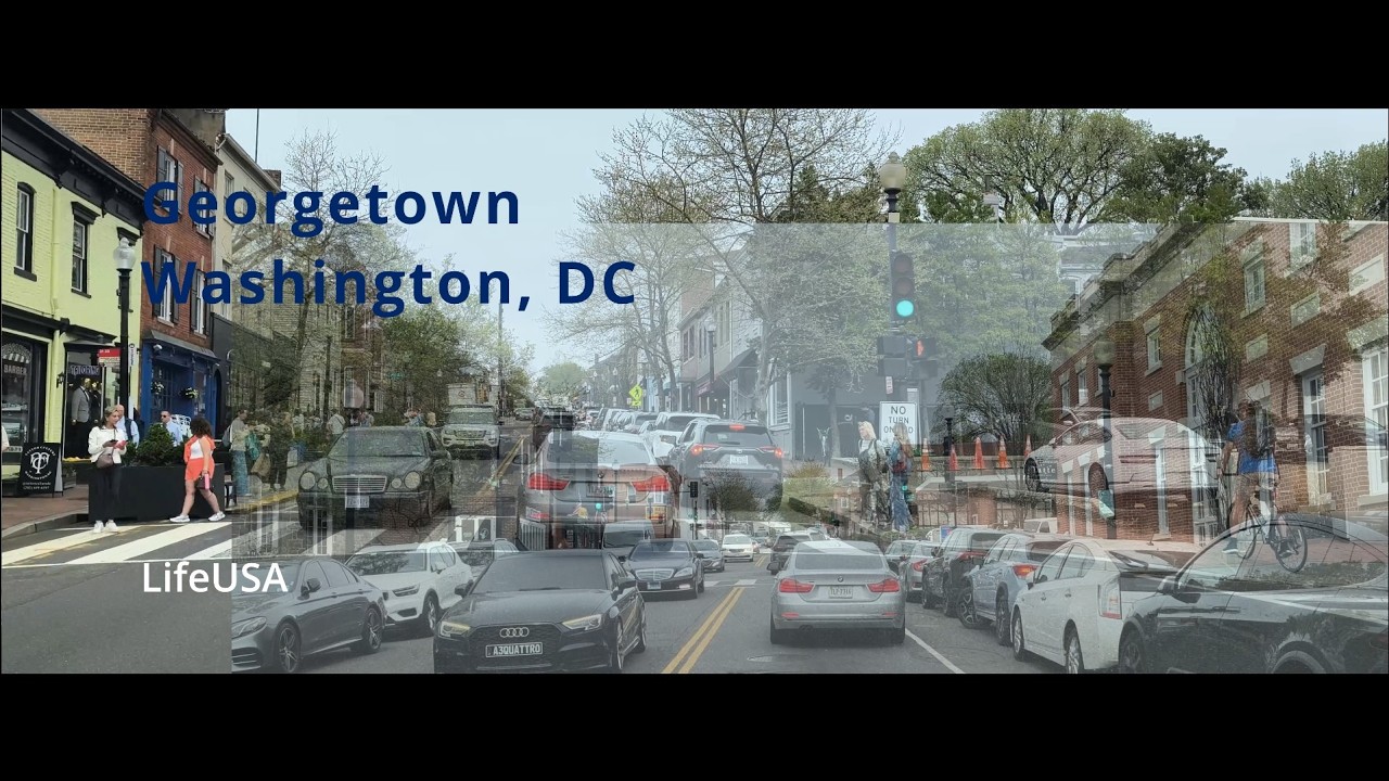 Driving Through Georgetown DC | M St NW to Reservoir Road NW (4K)