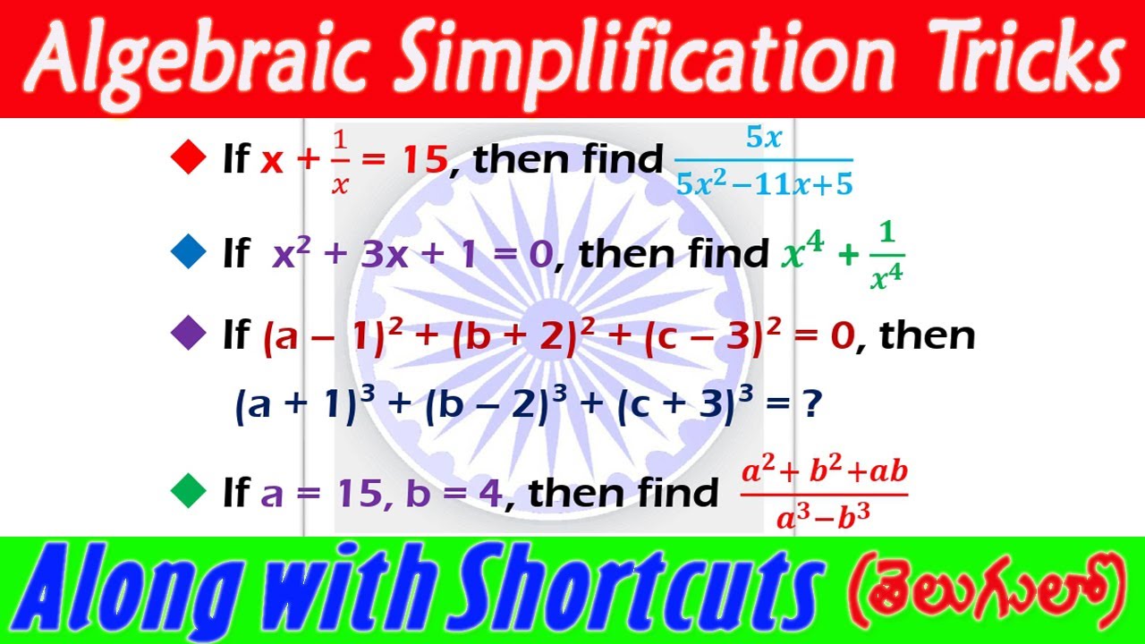 Algebra Simplification Tricks I Questions from Previous Competitive Exams I Shortcut Tricks I Ramesh