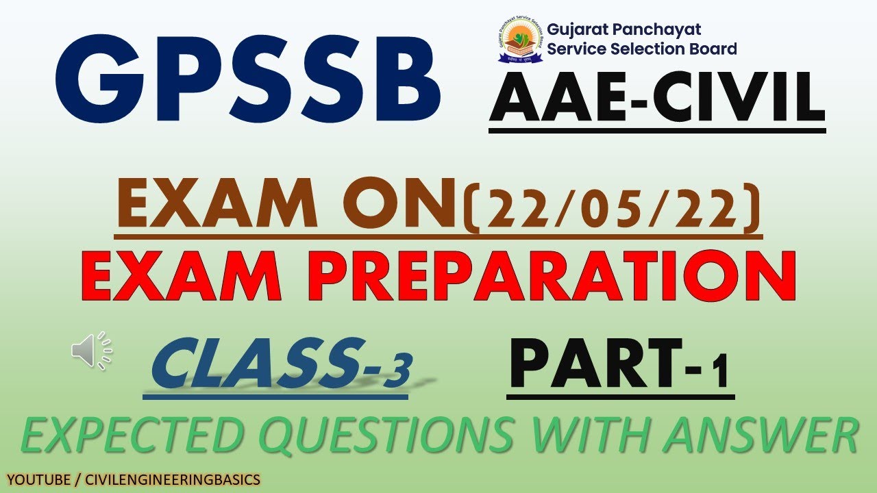 GPSSB  AAE CIVIL || EXAM PREPARATION || EXAM PAPER ON 22/05/2022