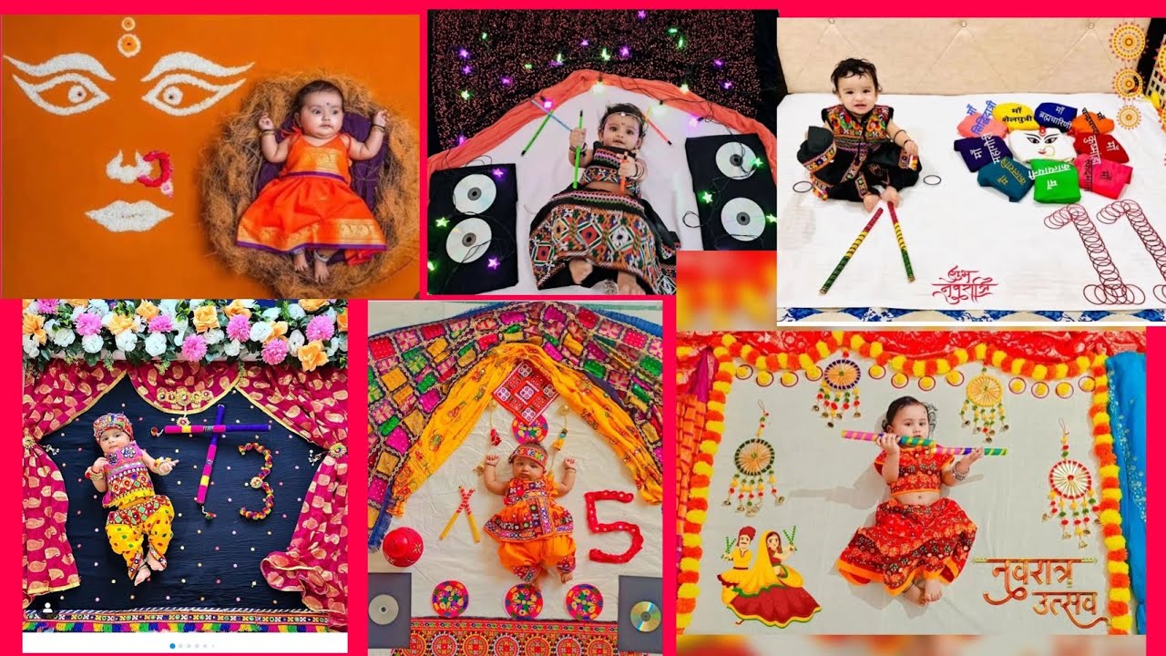 Navratri Theme Baby Photoshoot|Navratri baby photoshoot|baby durga theme baby photoshoot|