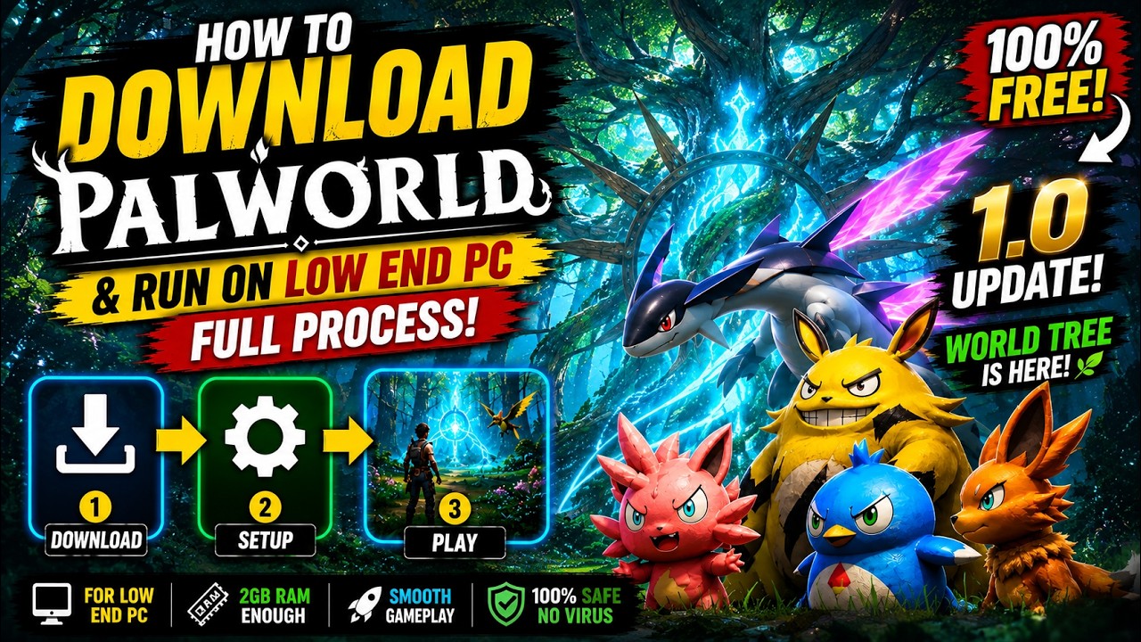 🚀 How to Download Palworld & Run It on Low End PC 😱 PALWORLD 1.0 + WORLD TREE 🌳 | FULL GUIDE