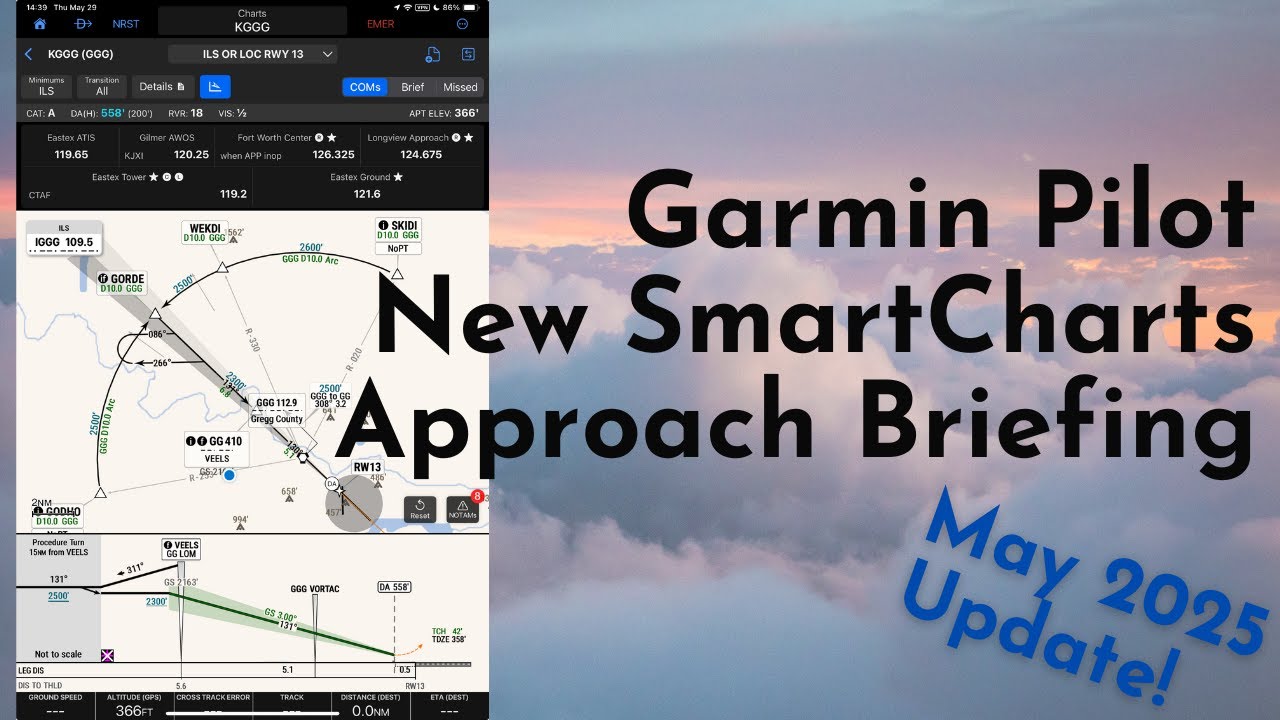 Garmin Pilot New SmartCharts IFR Flight Instrument Chart Update Approach Brief Quick Overview + Tips