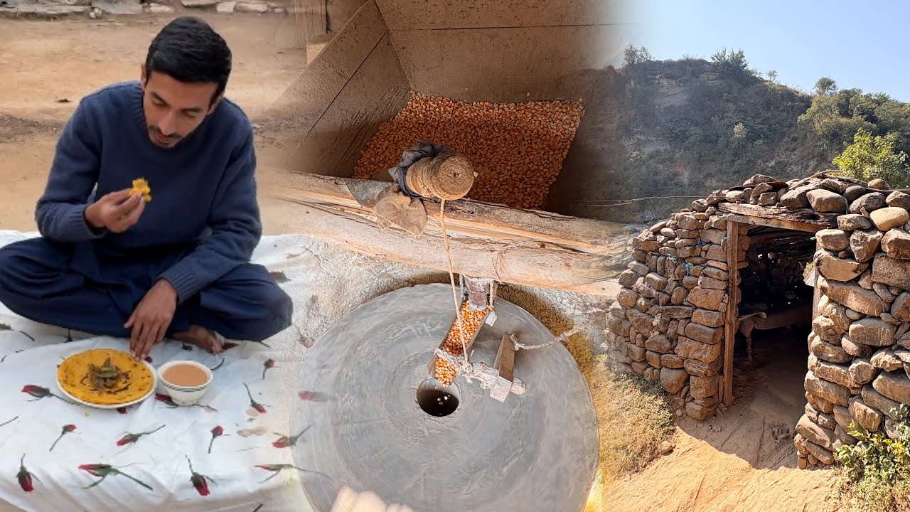 From Corn to Bread|Tough Journey to the Water Mill&Fresh Homemade Roti Real Village Life in Kashmir