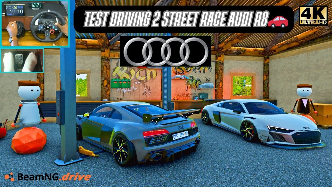 Тест-драйв двух Audi R8, прибывших на техобслуживание | Реалистичное вождение колонны в BeamNG | ...