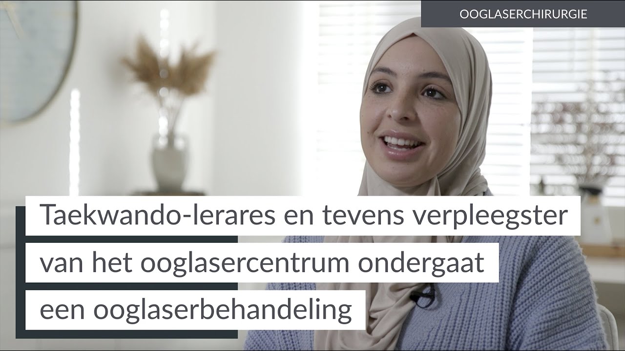 Taekwando-lerares en tevens verpleegster van het ooglasercentrum ondergaat een ooglaserbehandeling