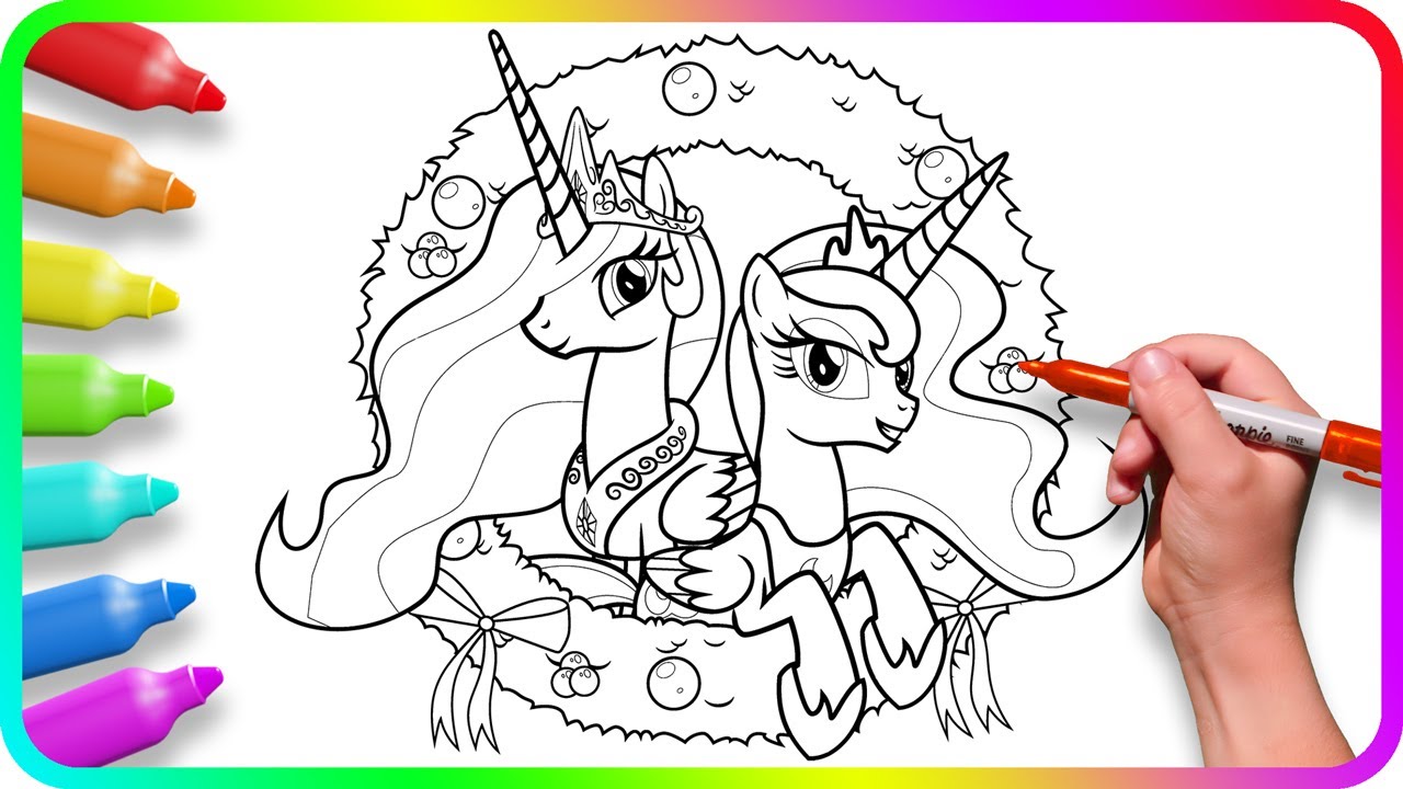 Coloring Pages MY LITTLE PONY - Christmas. How to color My Little Pony. Easy Drawing Tutorial Art