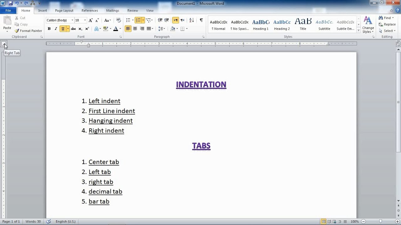 How to indent text in MS Word | Tab Setting in MS Word | Word indents and Tab in Urdu & Hindi