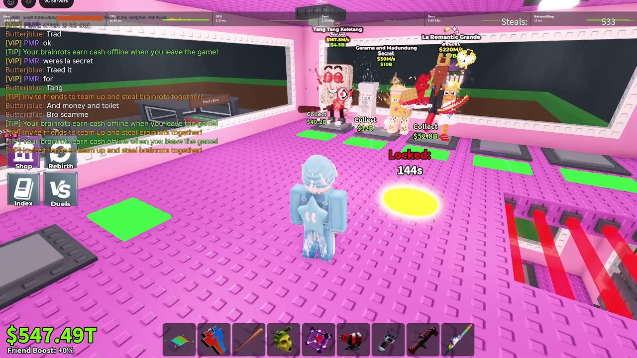 Playing steal a brainrot Lf stock
