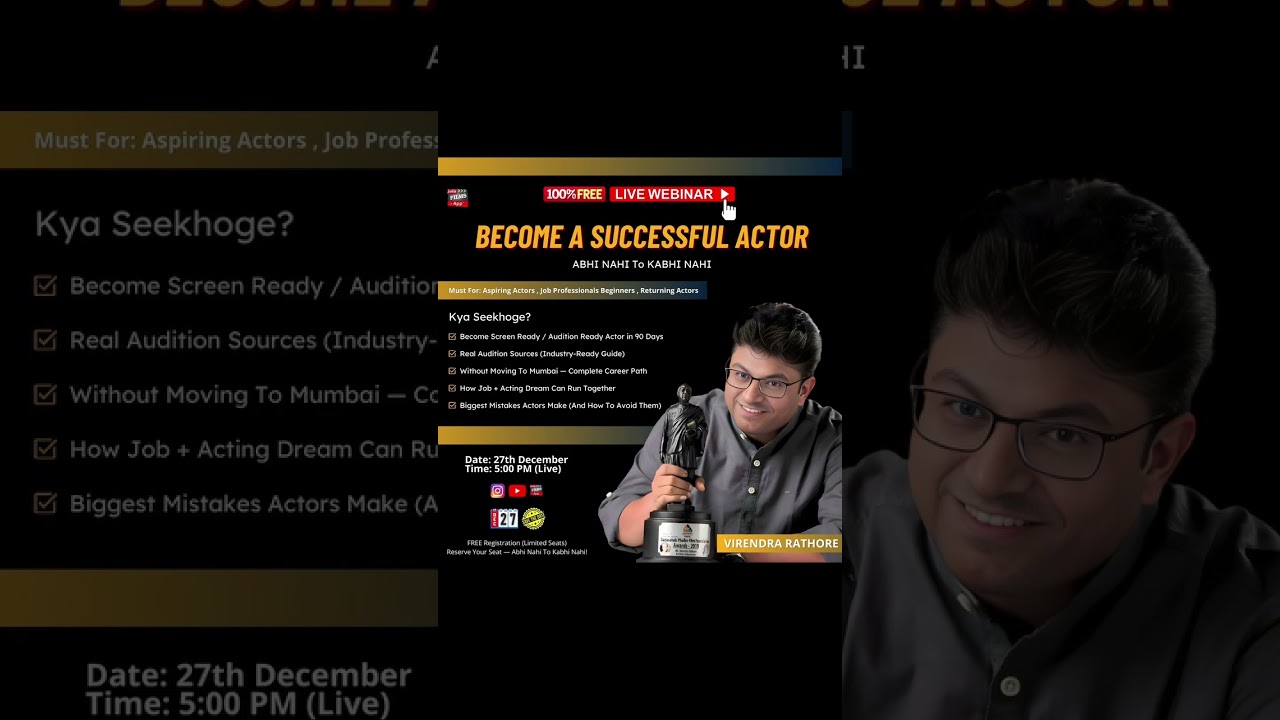 FREE LIVE WEBINAR — Start Your ACTING CAREER Right | JoinFilms App