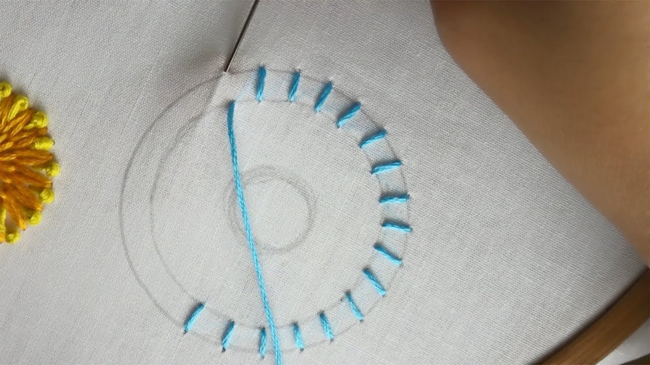 hand embroidery super easy flower design, lazy daisy stitch