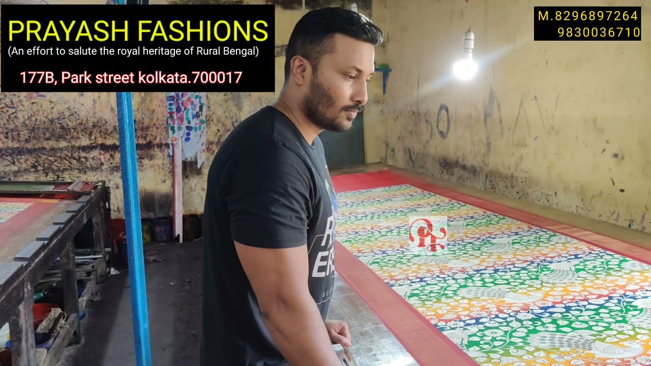 Handblock printing factory | screen printing factory | Zari Border Tussar Saree