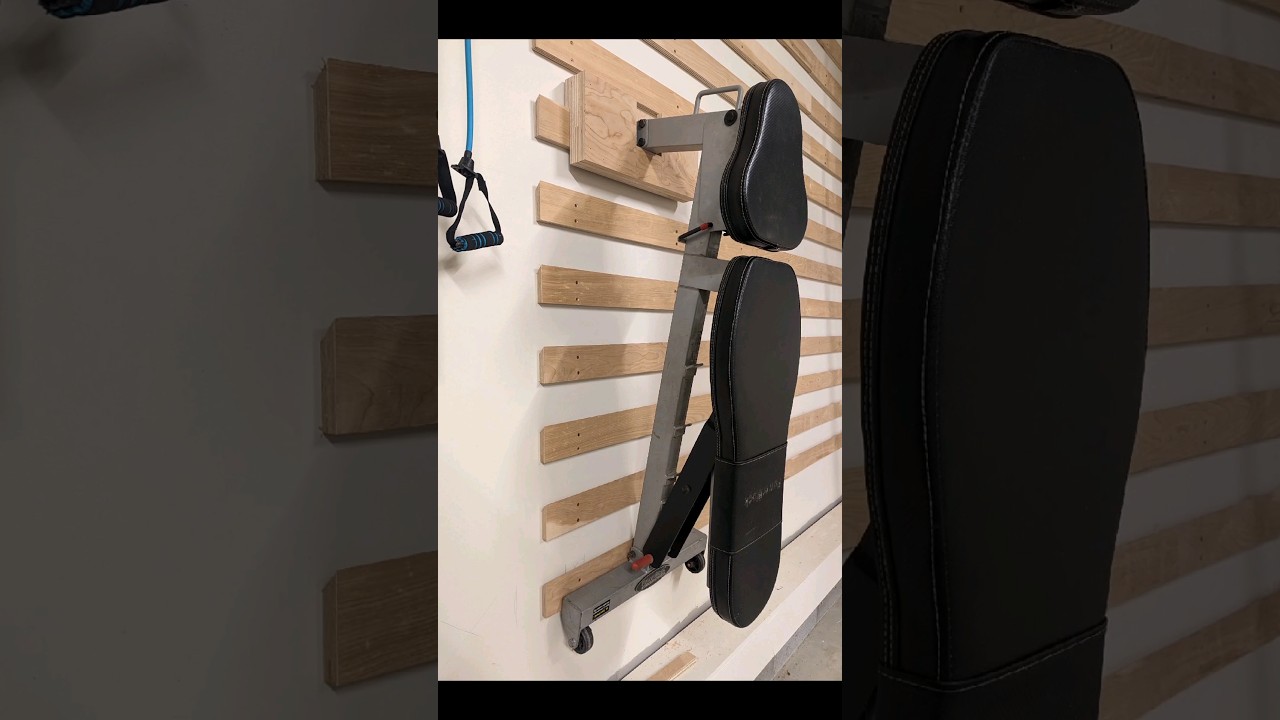 garage gym weight bench storage #diy #woodworking #garagegym #frenchcleat