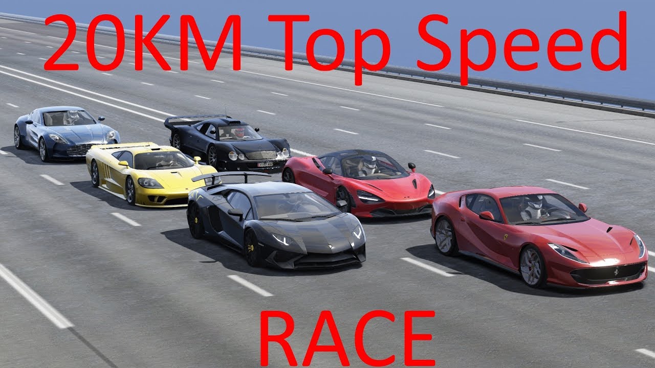 20Km Top Speed Race  / One-77,Aventador SV, Ferrari 812,Mclaren 720, CLK-GTR Supersport, Saleen S7