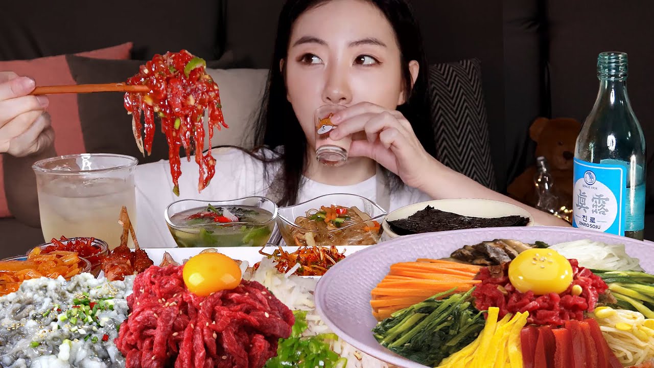 Хиллинг-Пикчу, Республика Корея. Голый стол, Бибимпаб и рай.Korea soju Healing MUKBANG