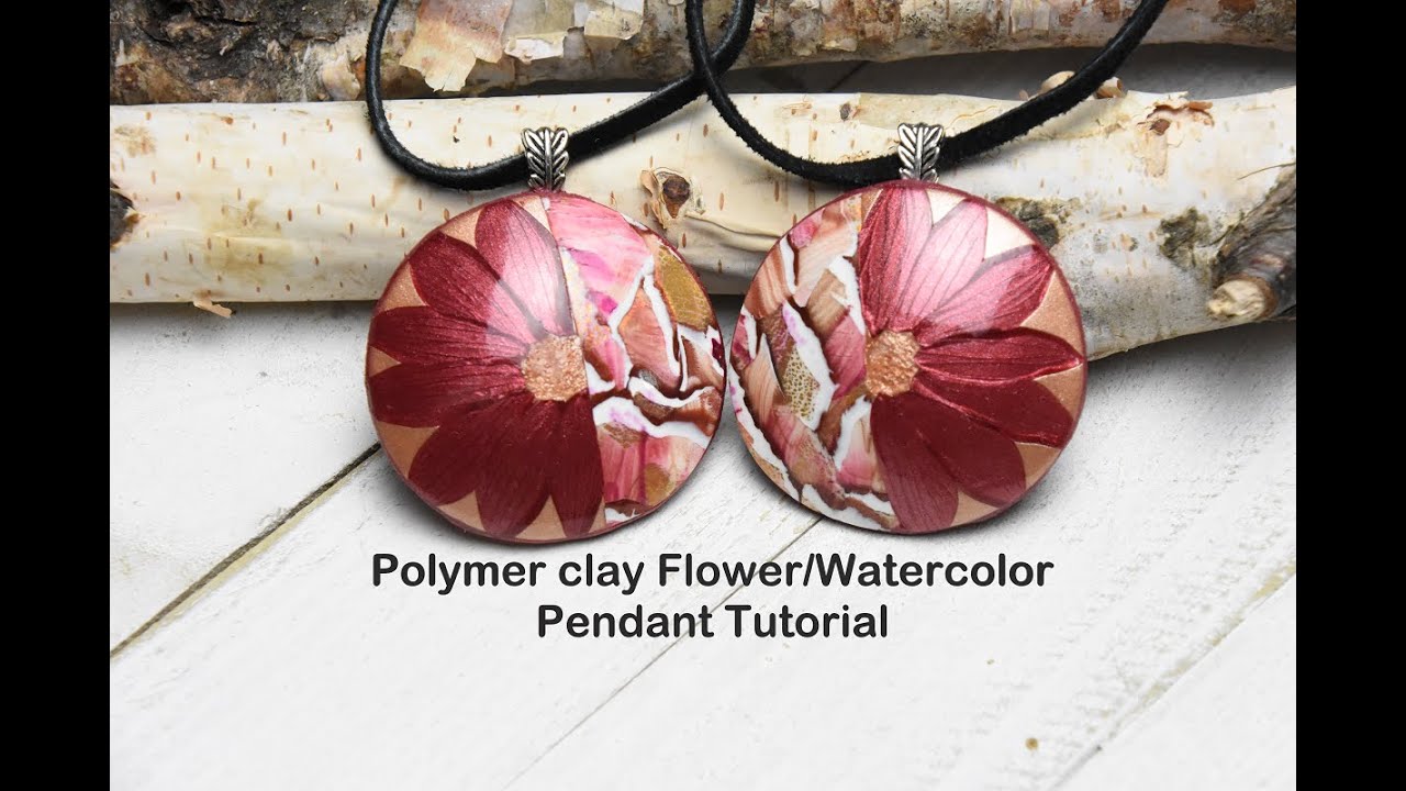 Polymer Clay Flower/Watercolor Pendant tutorial