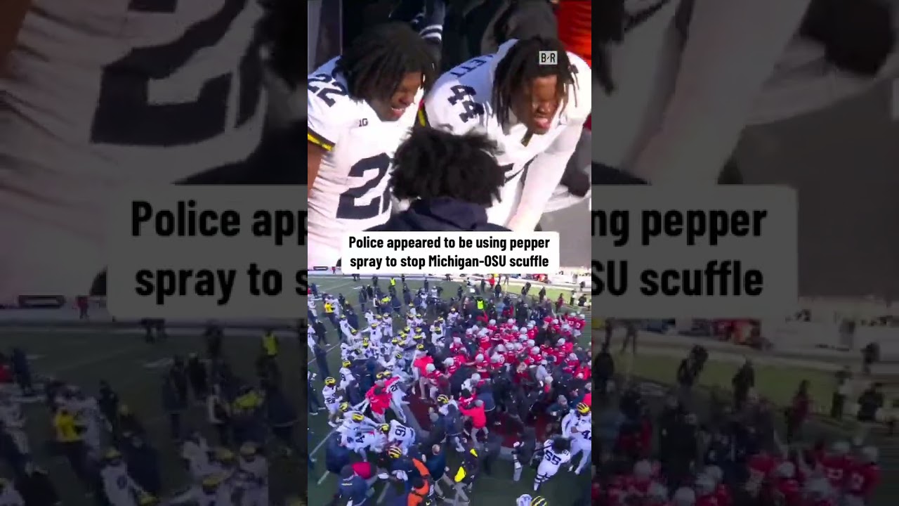 Players appeared to be pepper sprayed to break up the Michigan-Ohio State brawl 😳