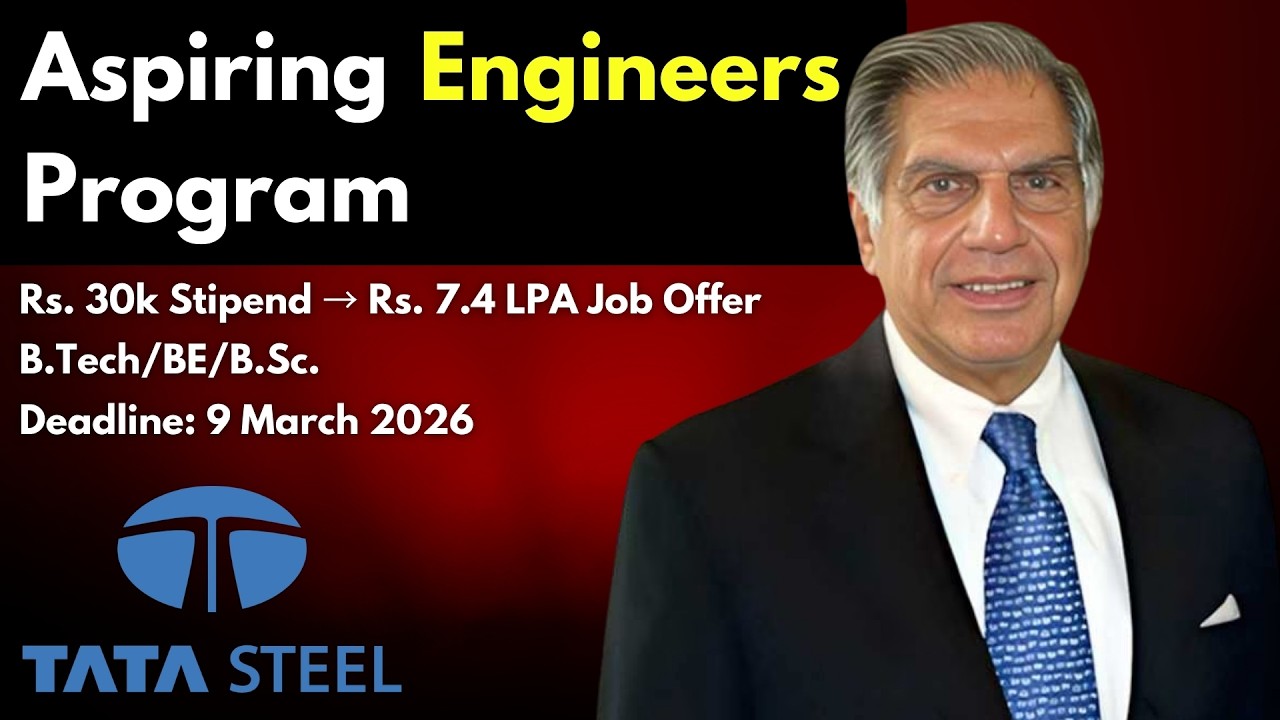 TATA STEEL AEP 2026 | ₹7.4 LPA + FREE TRAINING | FRESHERS APPLY NOW!