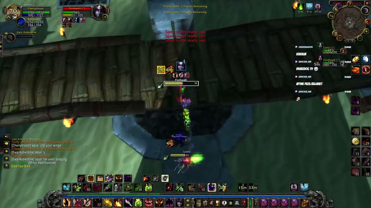 Arena TBC Classic 19 LVL Twinks. Warlock,Hunter vs 2 Rogues.