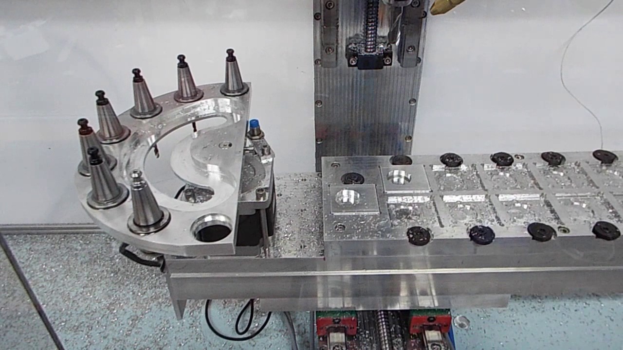 EMS800 Milling Machine with Auto Tool Changer ATC cutting ballscrew mount for our Z Axis UCCNC Mach3