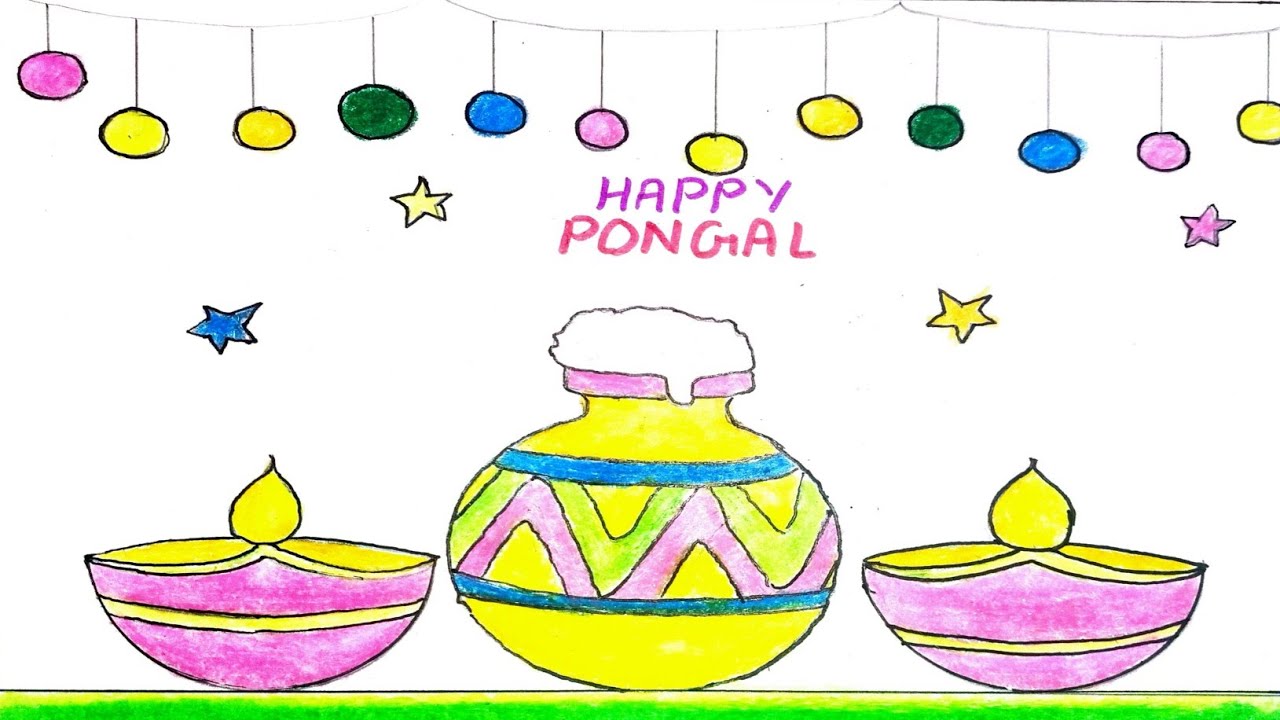 Makar Sankranti drawing🪁 | Pongal Drawing | Magh Bihu Drawing | Happy Pongal 🎈