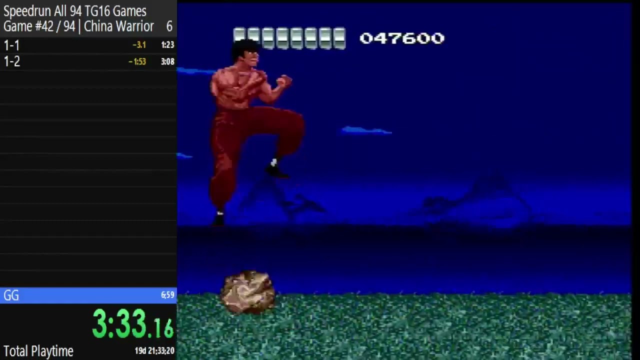 [TG16] China Warrior | Game #42 Speedrun all 94 Turbo Grafx 16 Games