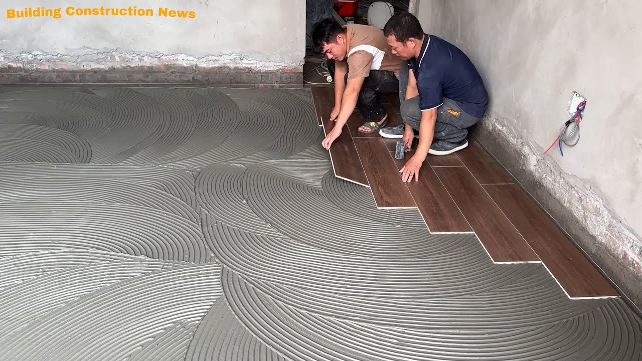Unbelievable! Build Modern Bedroom Floor With Wood-Like Ceramic Tiles worth $100,000 In Just 1 Day