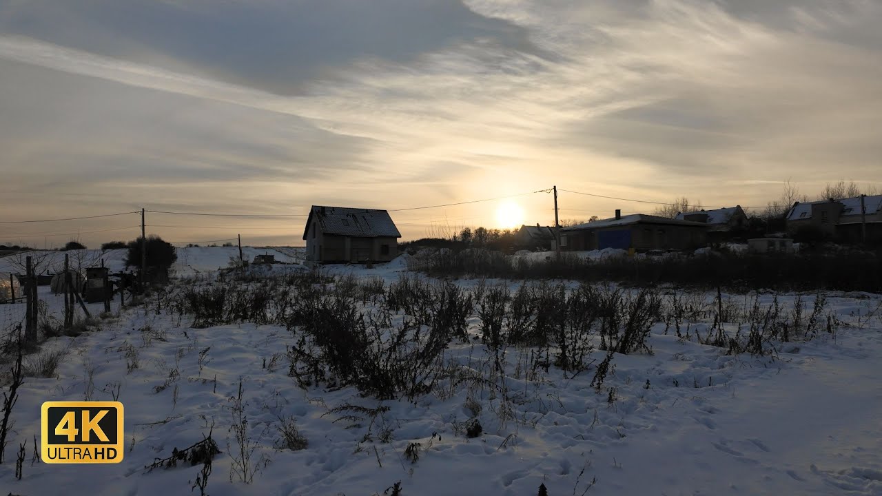 Winter Walk Through a Polish Village | Ambience 4K