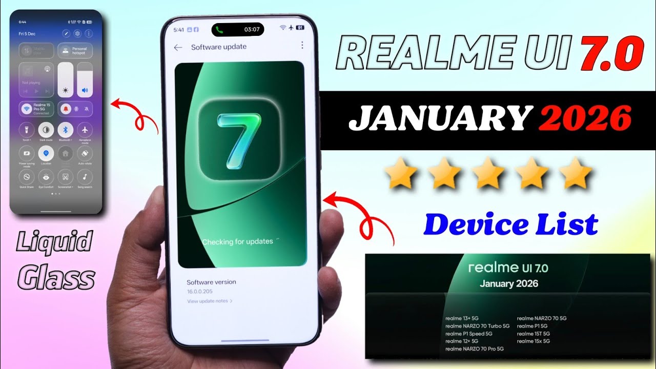 Realme UI 7.0 Update January 2026 Full Device List | Realme Android 16 Update & New Features