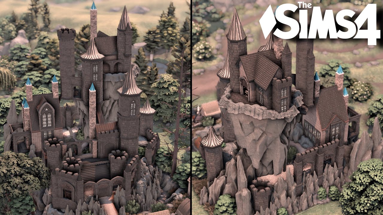 Villain's Castle + Village | No CC | The sims 4 | Stop motion Speed build | Castle Estate Kit