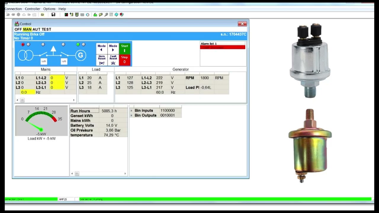 Canbio VDO para planta con tarjeta LiteEdit o ComAp AMF 25