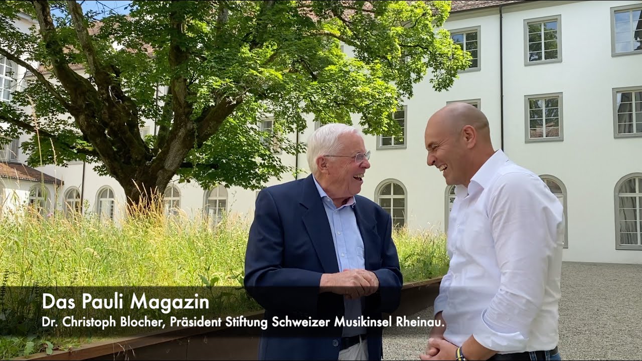 Stiftung Schweizer Musikinsel Rheinau: Gespräch mit Christoph und Rahel Blocher und Carmen Kalberer.