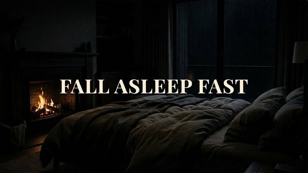 Soft Rain Night 🌧️ | Fall Asleep Fast • Cozy Bedroom Fireplace Ambience (10 Hours)