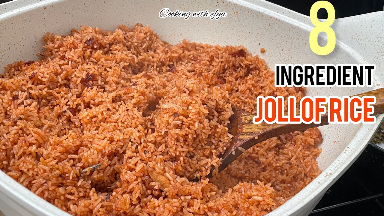HOW TO COOK JOLLOF RICE FOR BEGINNERS | How To Make GHANA JOLLOF RICE WITH 8 BASIC INGREDIENTS