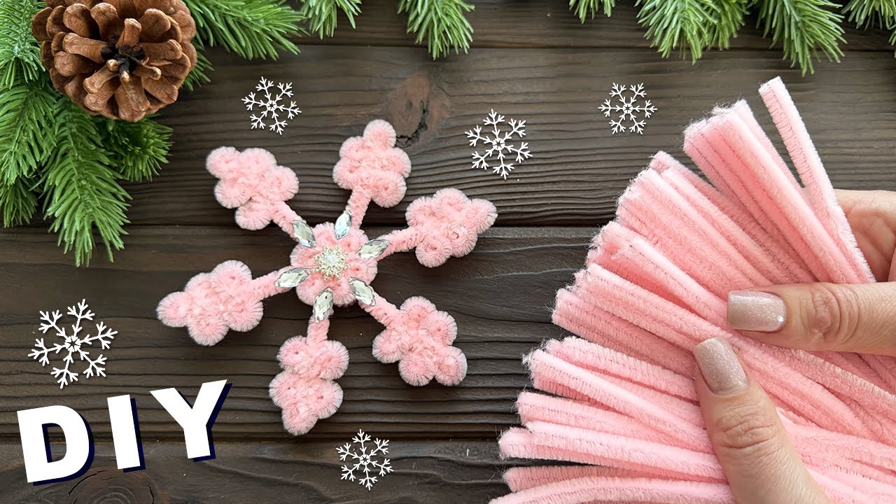 Christmas Crafts Ideas! How to make Snowflake with Chenille Wire Christmas Snowflake Pipe Cleaner