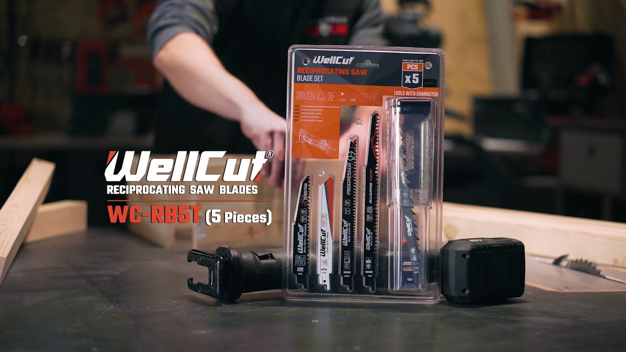 WellCut 5 Piece Reciprocating Saw Blade For Wood & Metal fit Bosch, Dewalt & Makita