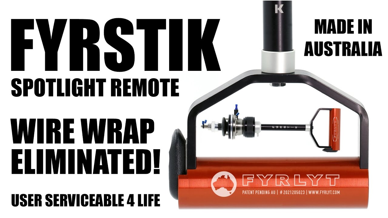 FYRSTIK spotlight remote control explained by FYRLYT designers, David & Paul. No wire twist EVER!