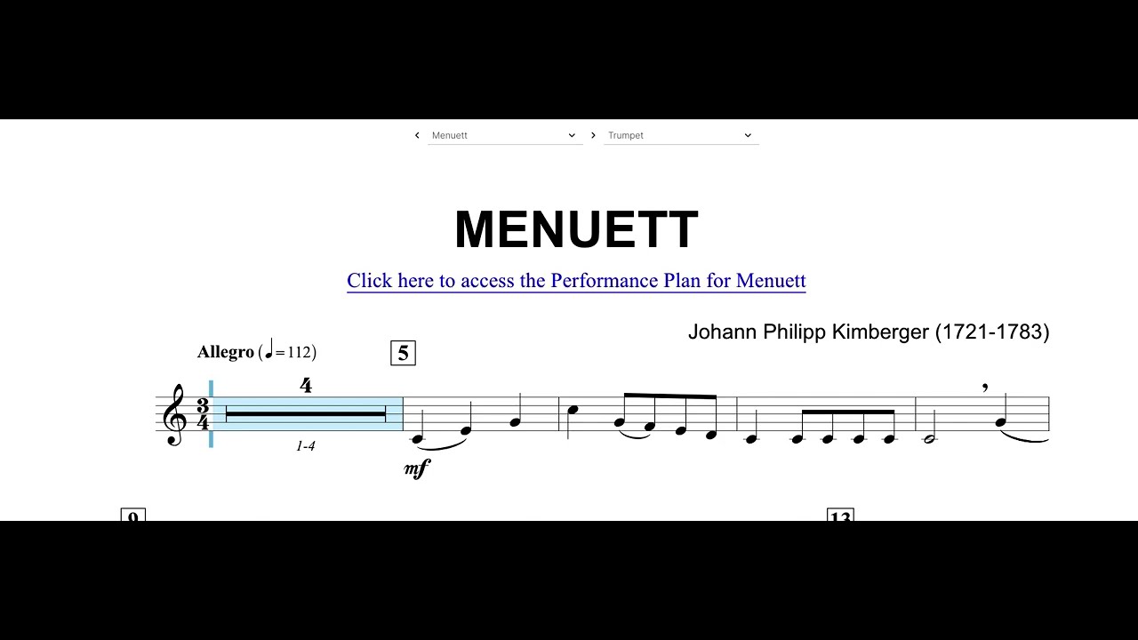 Menuett - Trumpet Solo Accompaniment