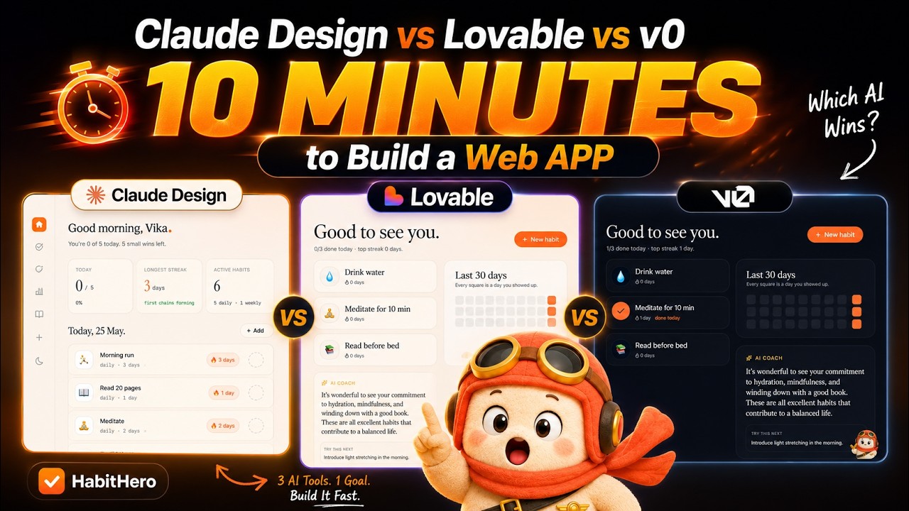 Claude Design vs Lovable vs v0 - 10 MINUTES to Build a Web APP