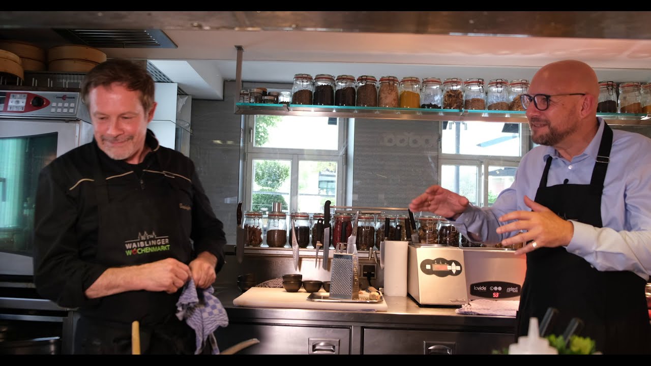 Waiblinger Wochenmarkt Kochshow Bernd Bachofer und Obst- und Weinbau Medinger