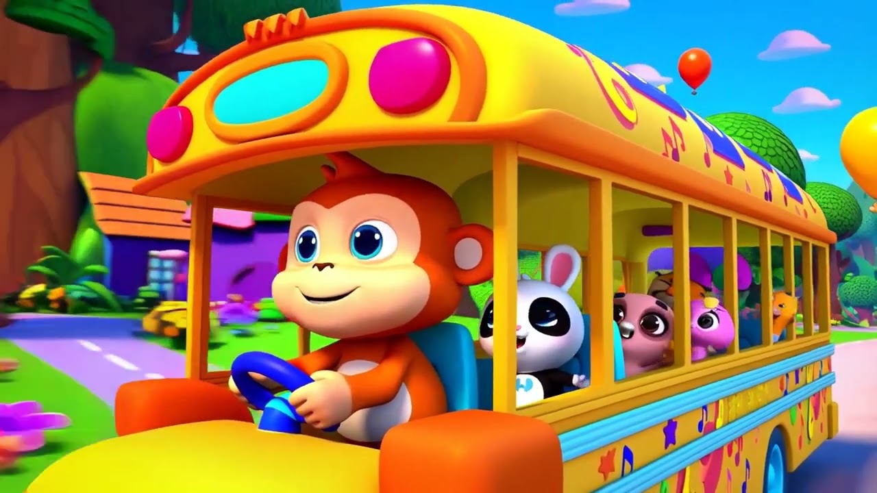 Wheels on the Bus | DuDu Monkey Dance | Fun Kids Song & Dance! P547