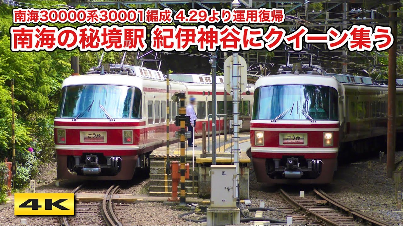 クイーン復活 ! 南海30000系 30001F 高野山極楽橋＆紀伊神谷【4K】
