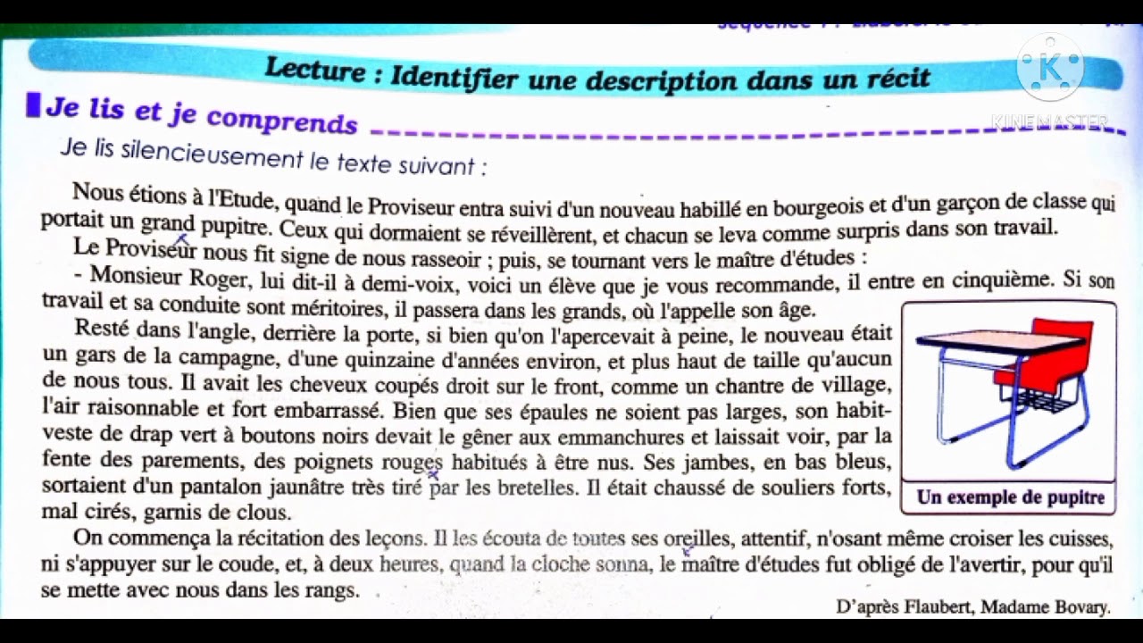 1ière année parcours page 90 identifier une description dans un récit