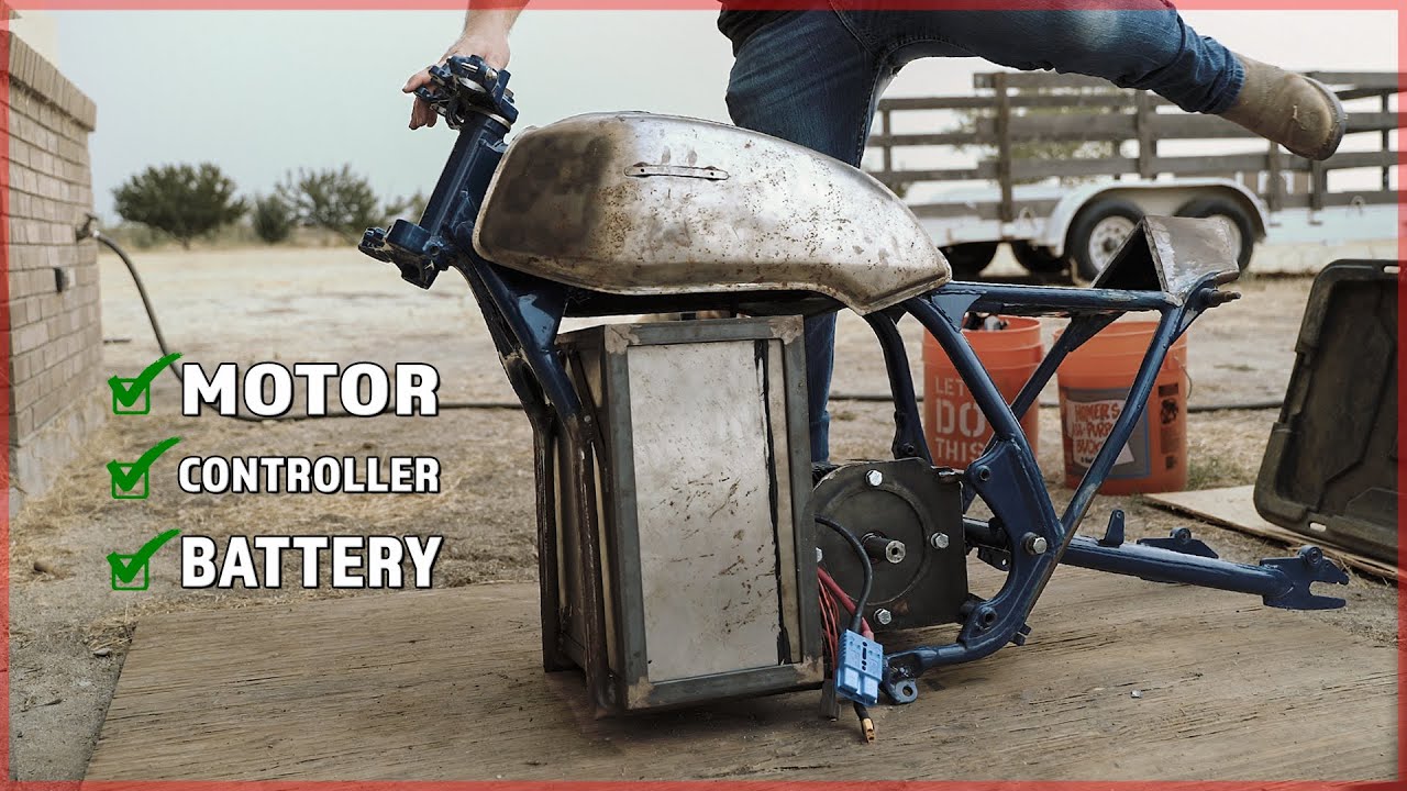 ELECTRIC CAFE RACER under $4,000 | Installing the DRIVETRAIN