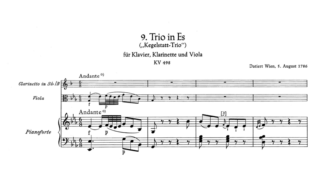 Mozart: “Kegelstatt” Trio in E-Flat Major, K. 498 (1786) [Score]