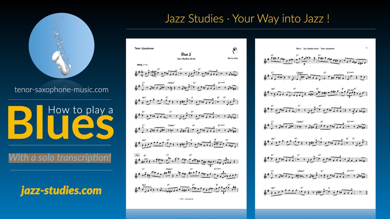 How to play a jazzy Blues in G (Blue S) - with solo transcription for tenor sax #jazz #sheetmusic