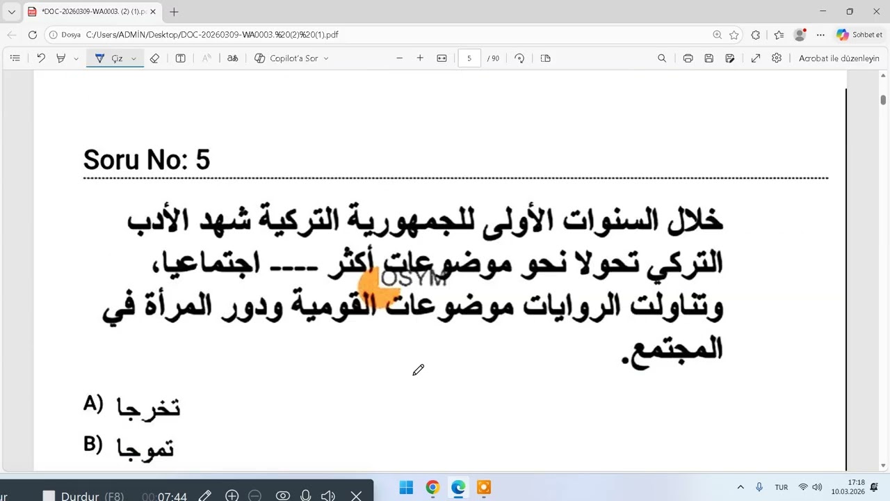 2026 YÖK DİL ARAPÇA ÇIKMİŞ SORULARI_ 1 _ 20