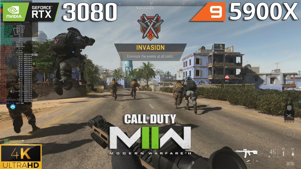 Call Of Duty: Modern Warfare II Invasion | 4K Max Settings, DLSS | RTX 3080 10GB | Ryzen 9 5900X