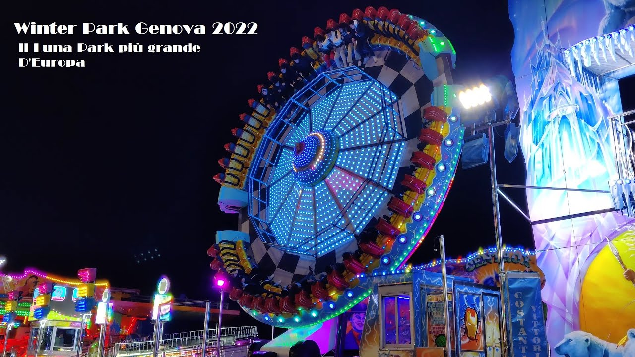 [4K] Walking Tour Winter Park Genova - Il più grande Luna Park D'Europa - 26/12/2022